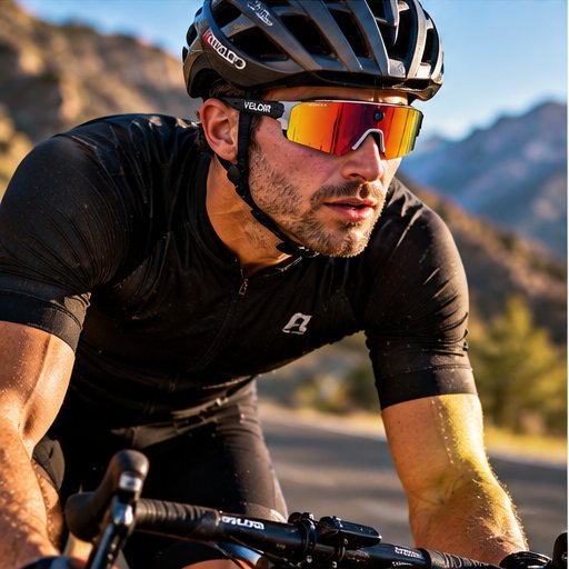 Escena de campaña VELOIR: ciclista pedaleando en montaña